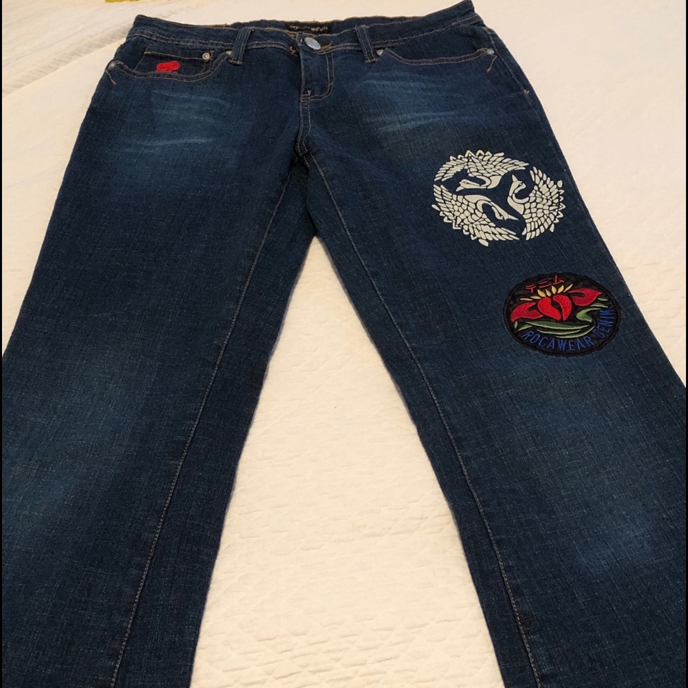 New Rocawear Stretch Cotton Jeans sz 9 Patchwork